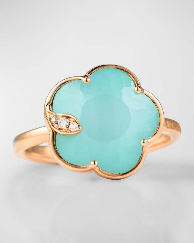 Petit Joli 18K Rose Gold Statement Ring with Diamonds, Size 6.5