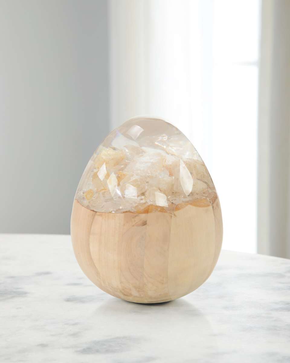Clear Resin & Wood Stone Egg