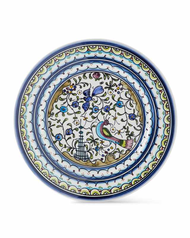 Pavoes Blue and Green Dinner Plates, Set of 4