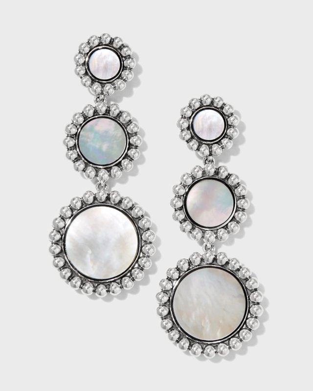 Maya 3-Drop Earrings, Mother-of-Pearl/Onyx