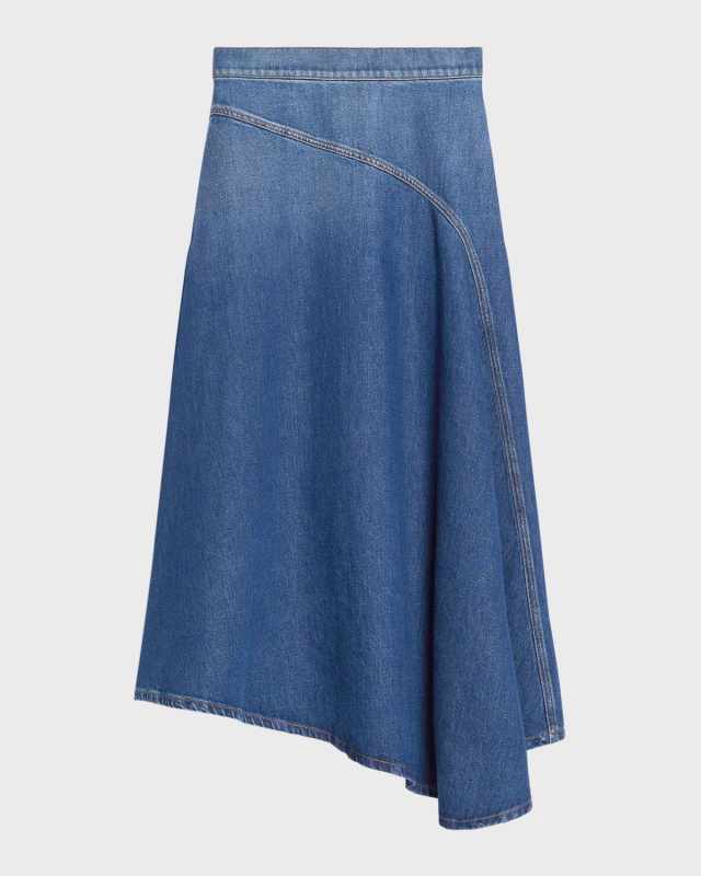 Luana High-Low Denim Midi Skirt