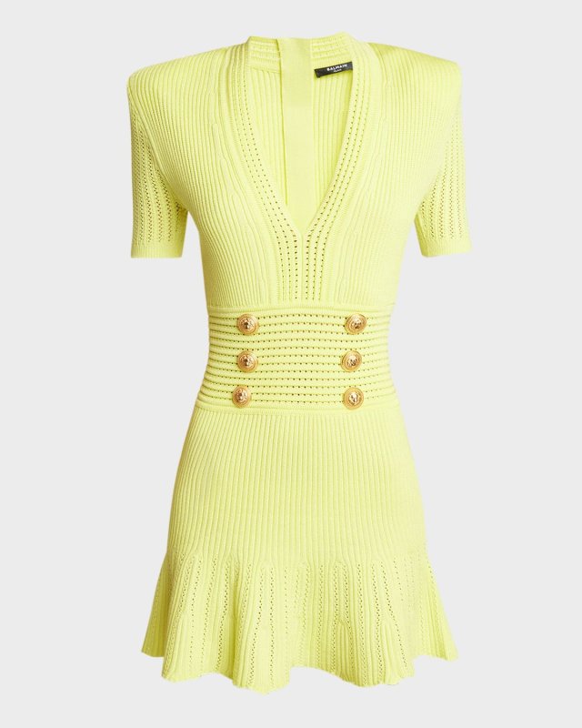 Knit Mini Dress with Button Details
