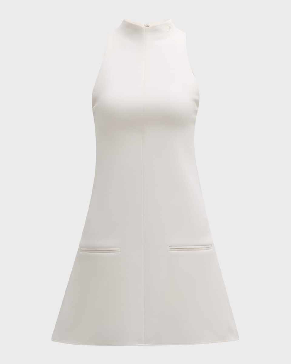 2-Pocket Sleeveless Twill A-Line Mini Dress