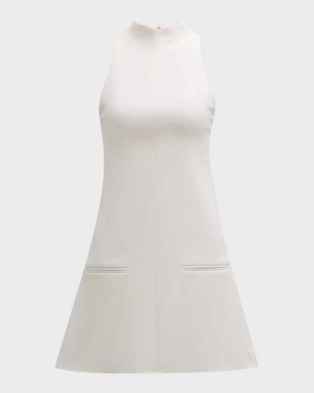 2-Pocket Sleeveless Twill A-Line Mini Dress