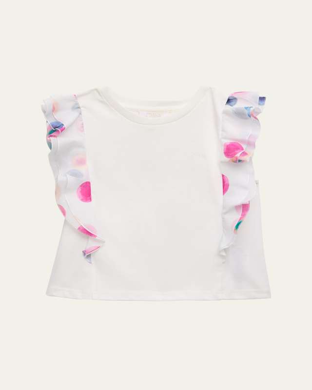 Girl's Fancy Printed Ruffle-Trim Blouse, Size 4-14