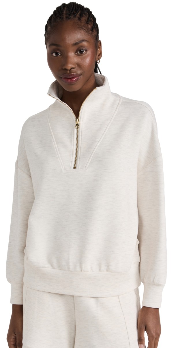 Varley Hawley Half Zip Sweater Ivory Marl