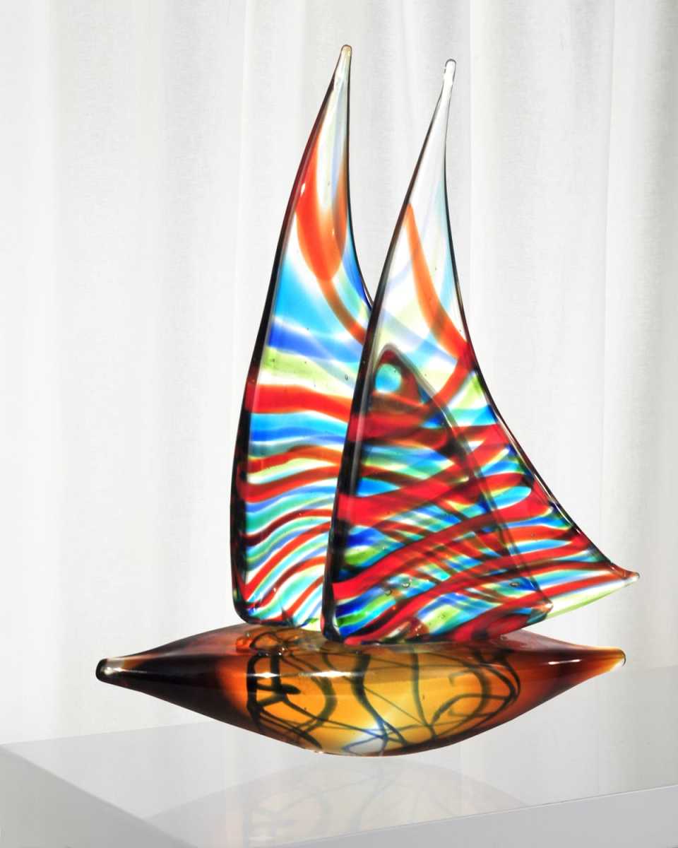 Chimera Sail Boat Art Glass Sculpture