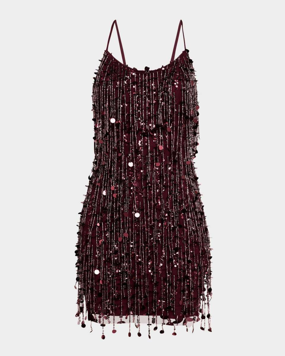 Bead & Sequin Fringe Bodycon Mini Dress