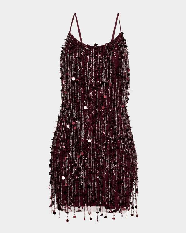 Bead & Sequin Fringe Bodycon Mini Dress