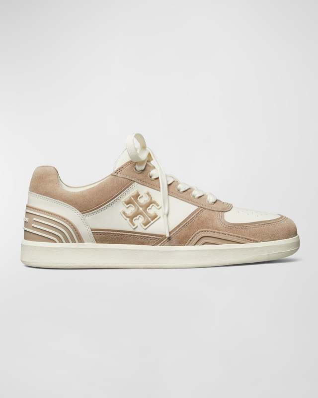 Clover Mixed Leather Low-Top Sneakers