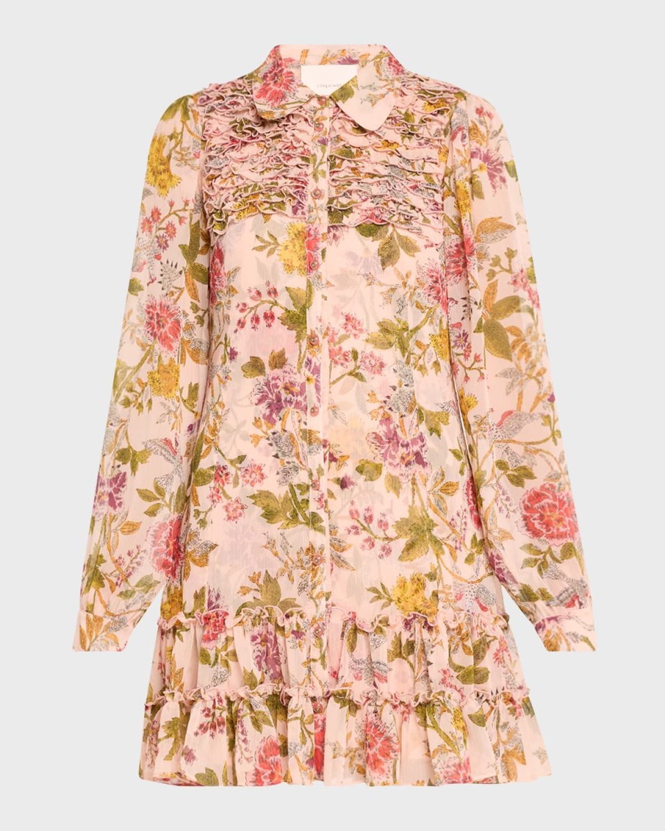Barnes Floral Long-Sleeve Mini Shirtdress