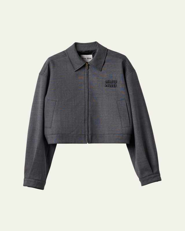 Long-Sleeve Zip Up Wool Jacket