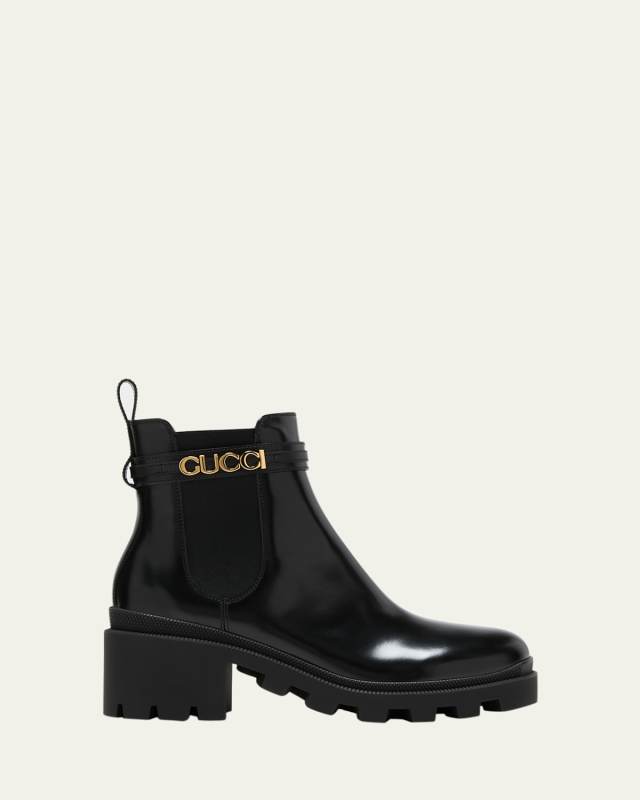 Trip Leather Logo-Strap Chelsea Boots
