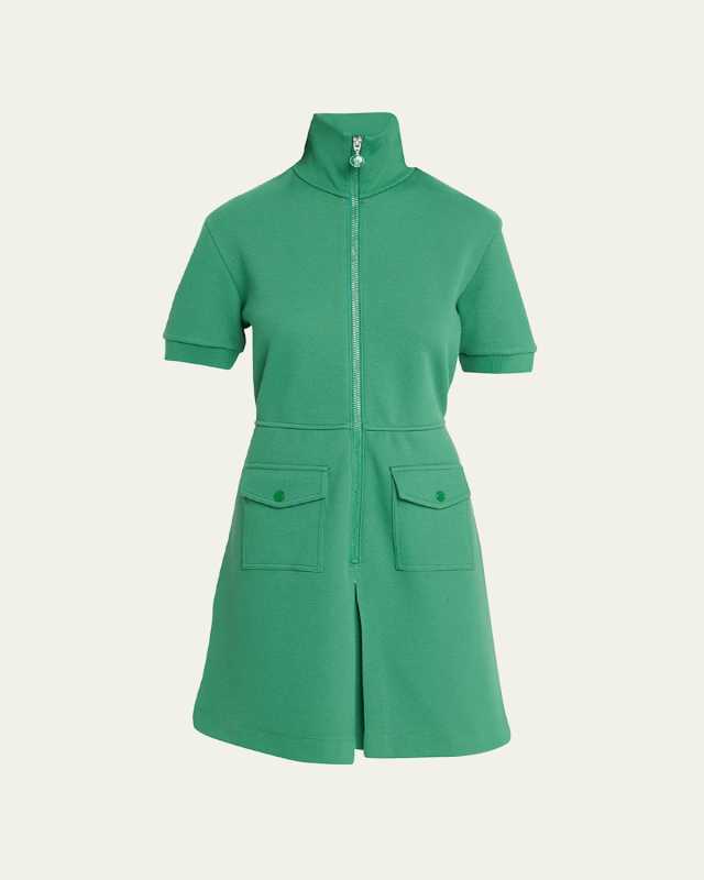 Short-Sleeve Stand-Collar Polo Dress