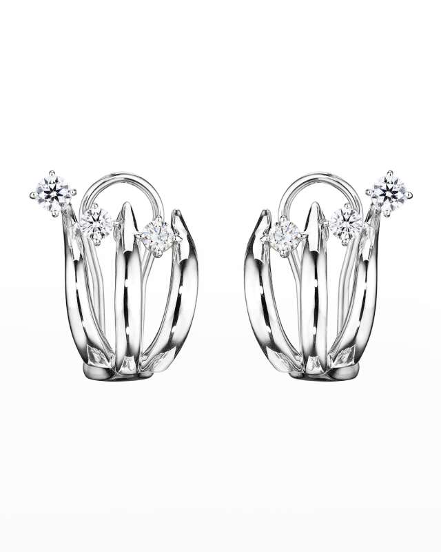 18K Tribal White Gold Earrings with VS-GH Diamonds, 0.51tcw