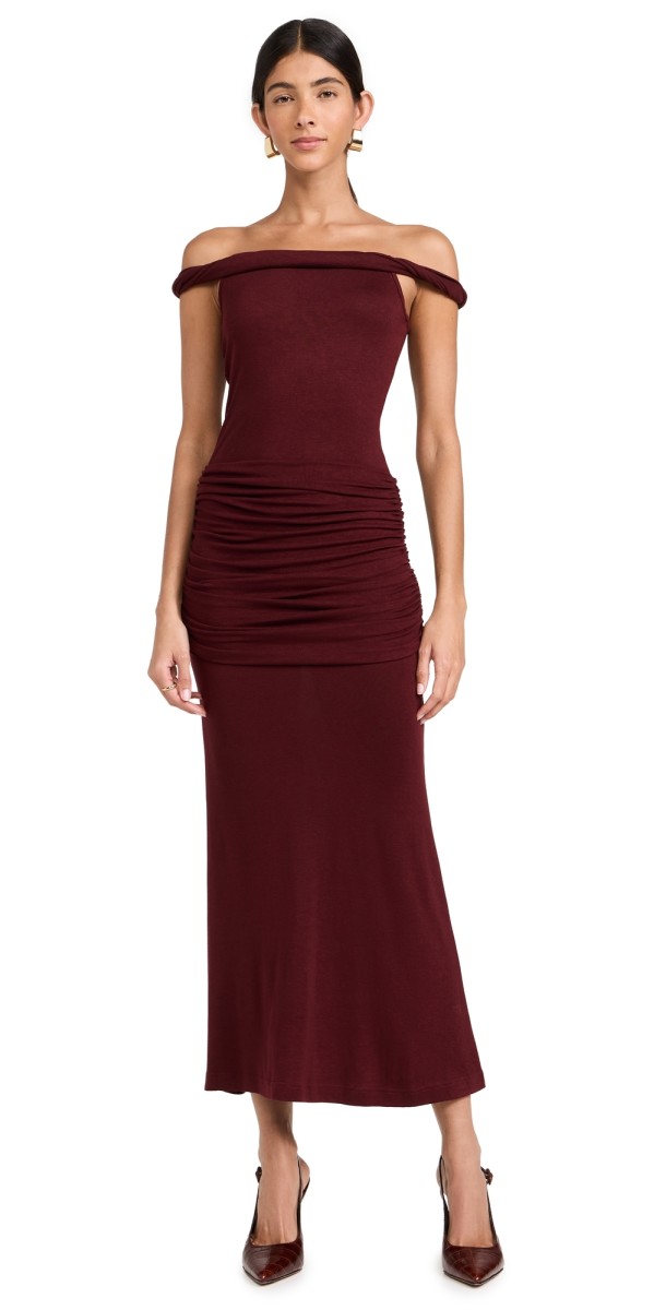Pixie Market Pamela Off Shoulder Dress Oxblood