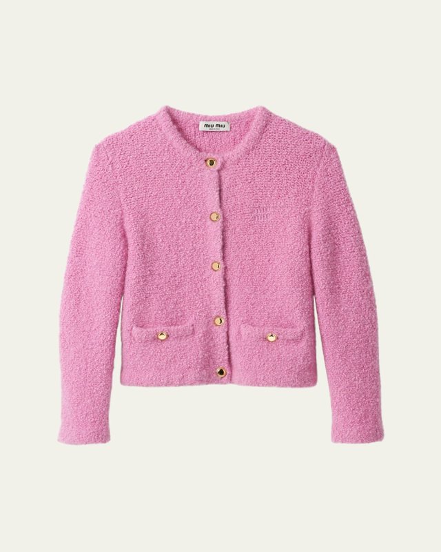 Logo Embroidered Cashmere Cardigan