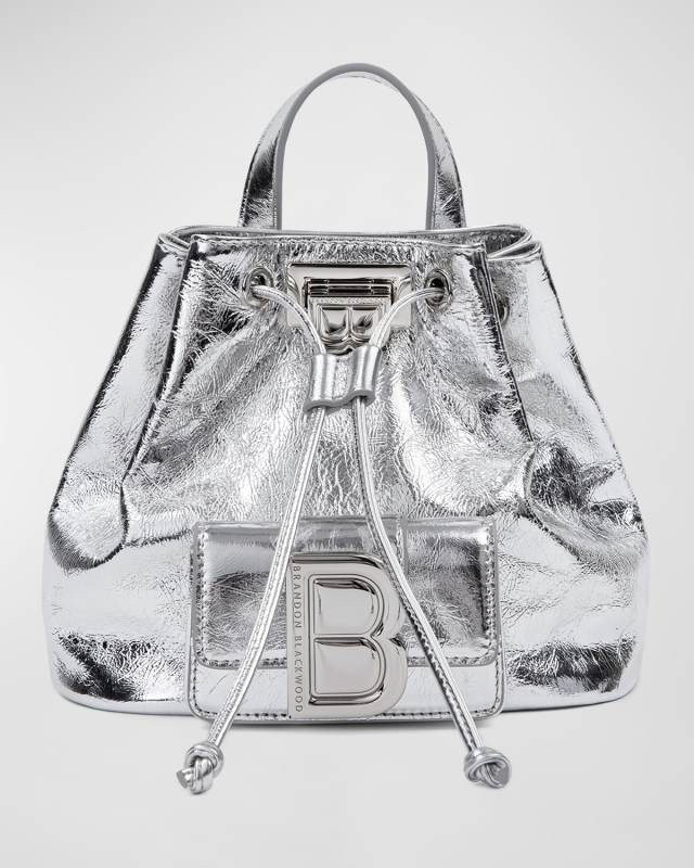 Midori Drawstring Metallic Leather Backpack