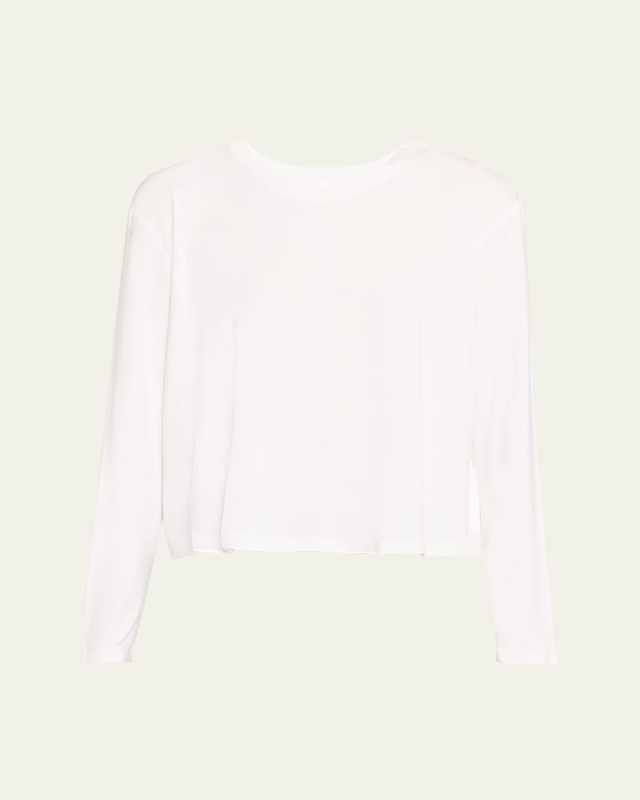 Cropped Boyfriend Long-Sleeve Crewneck T