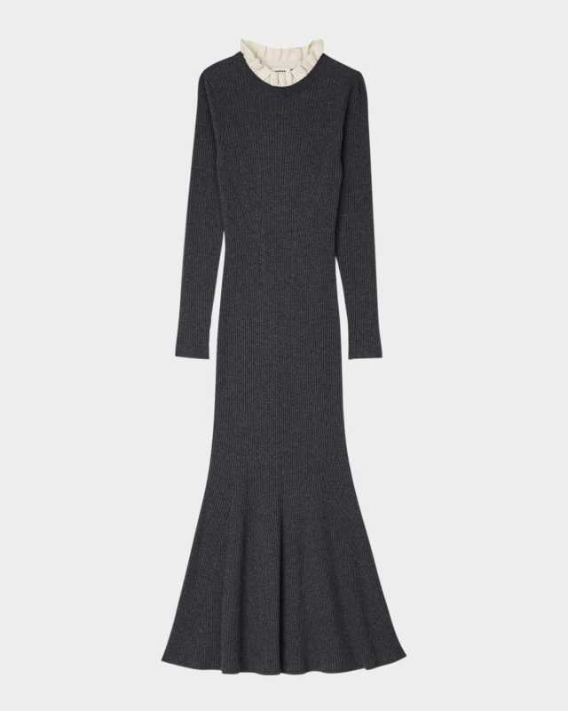 Elorine Ruffled-Neck Knit Dress