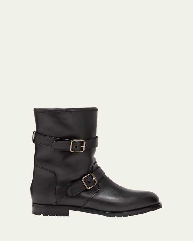 Sulaltra Leather Buckle Biker Booties