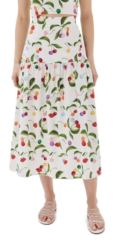 Borgo de Nor Cotton Skirt Cherry/White