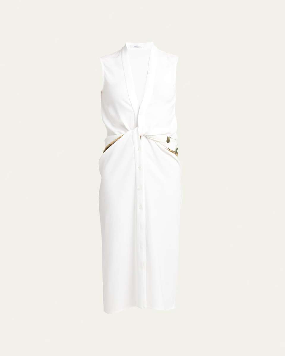Twisted Belt Sleeveless Midi Dress