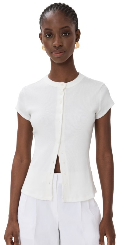 Reformation Raelynn Knit Top Bleach
