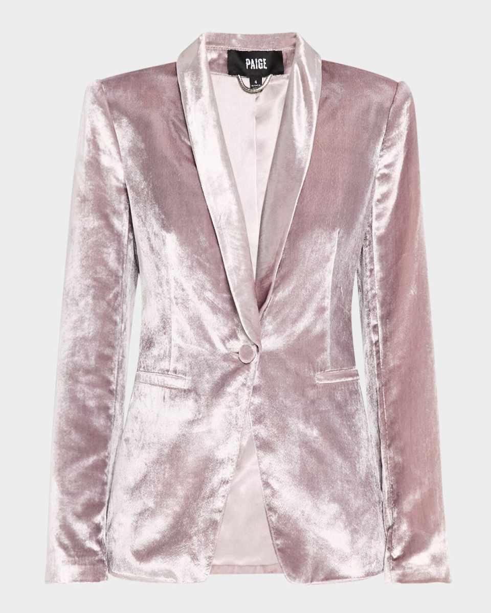 Kriselle Single-Breasted Velvet Blazer