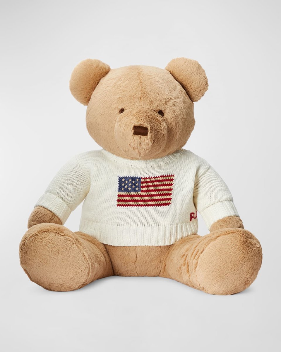 Kid's Large Flag Sweater Plush Polo Teddy Bear