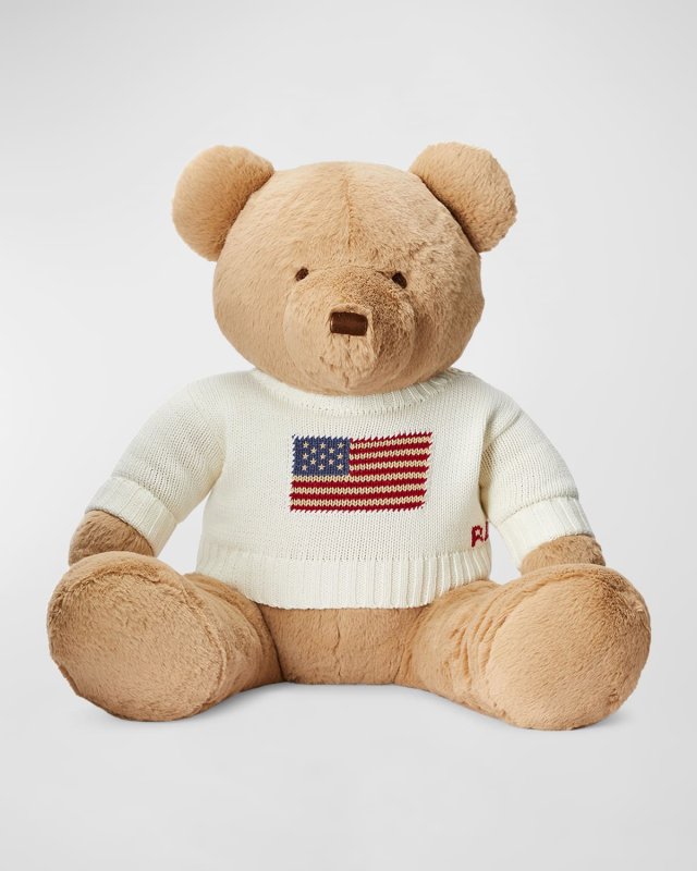 Kid's Large Flag Sweater Plush Polo Teddy Bear