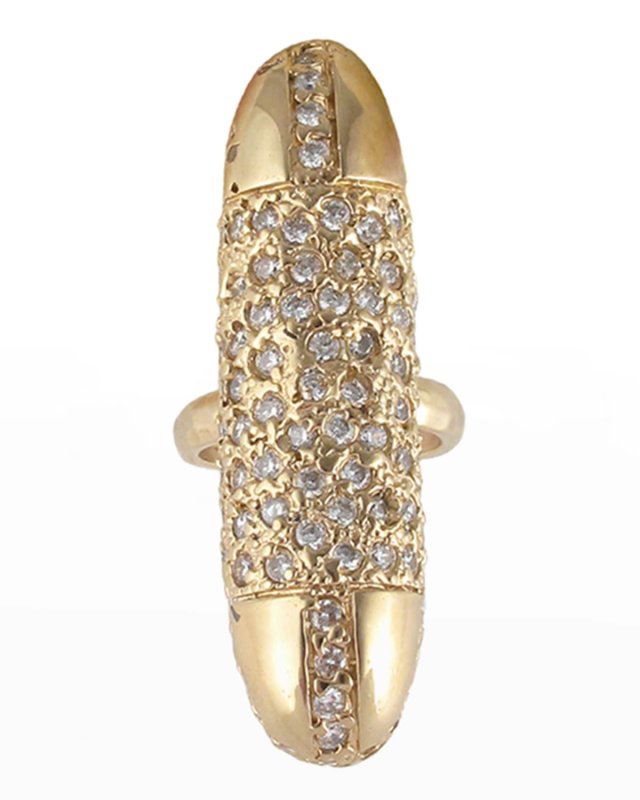 Diamond Illusion Gold Bullet Ring, Adjustable Size