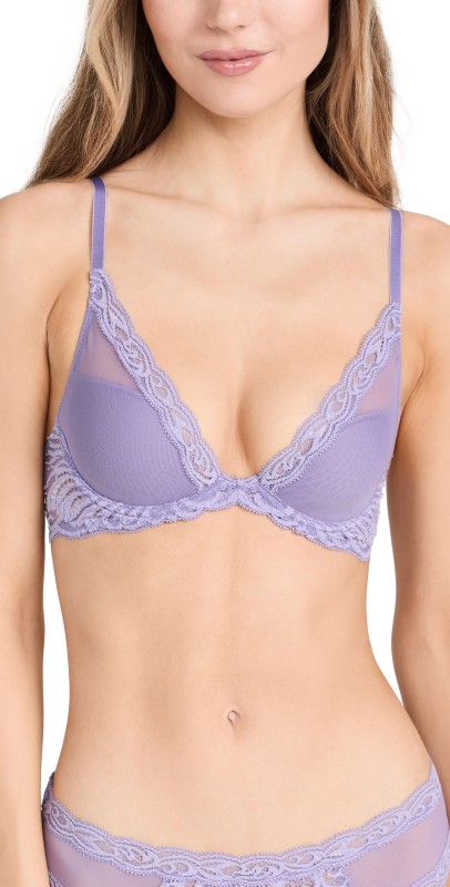 Natori Soft Lace Contour Plunge Bra Purple Haze