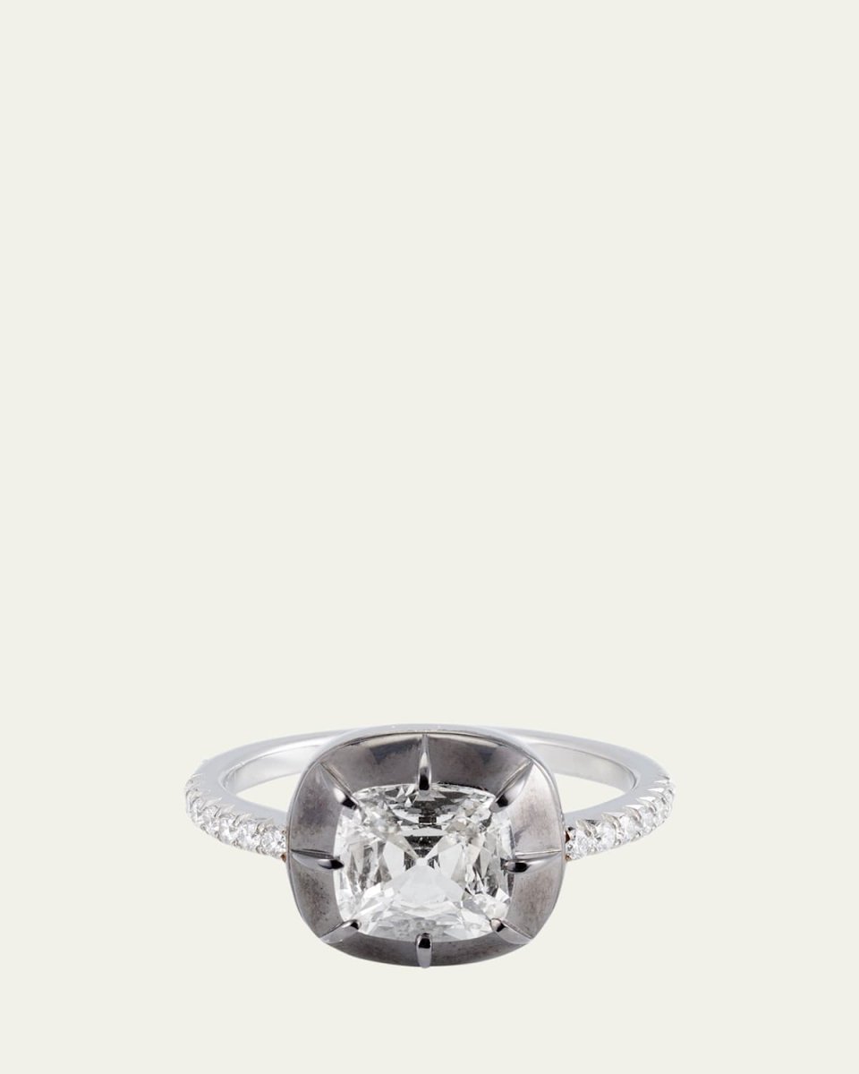 Platinum and 18K Black Gold Ring with Diamonds