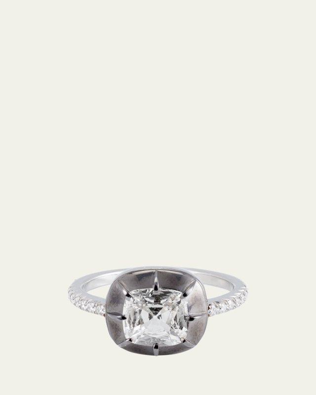 Platinum and 18K Black Gold Ring with Diamonds