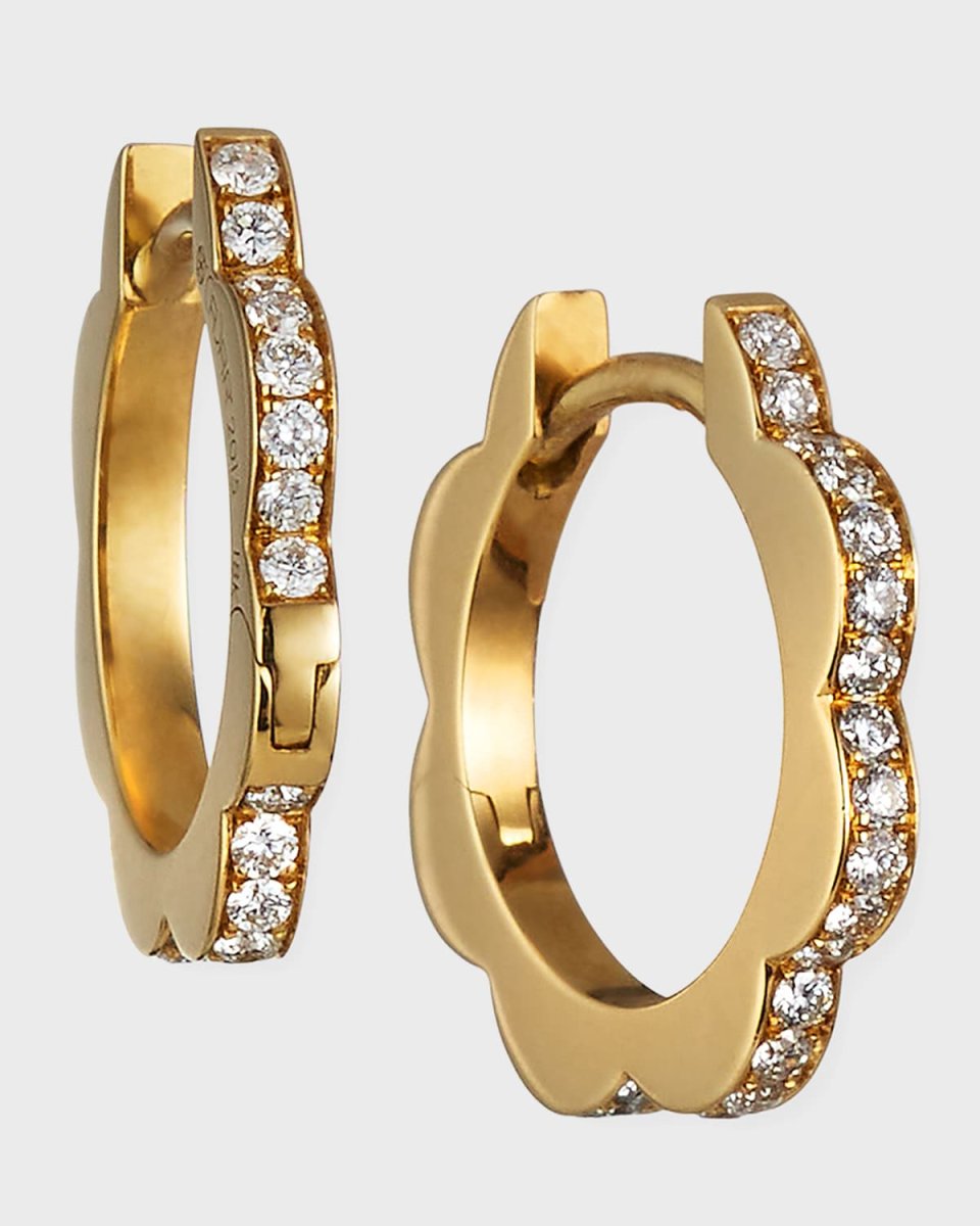 18k Yellow Gold Small Diamond Triplet Hoop Earrings