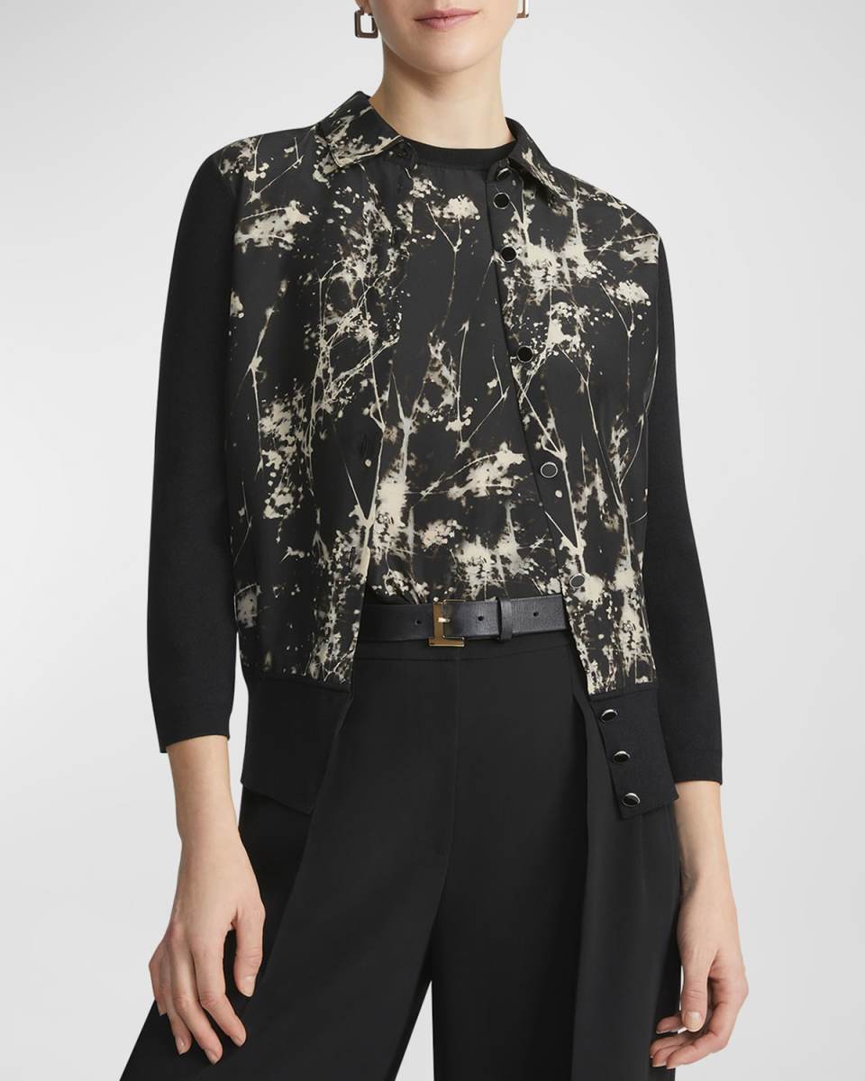 Printed Button-Down Sweater