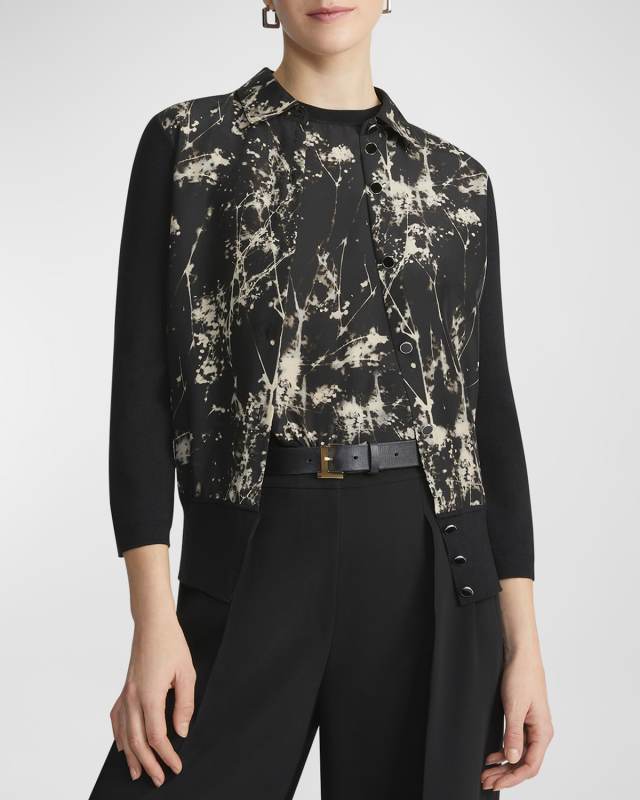 Printed Button-Down Sweater