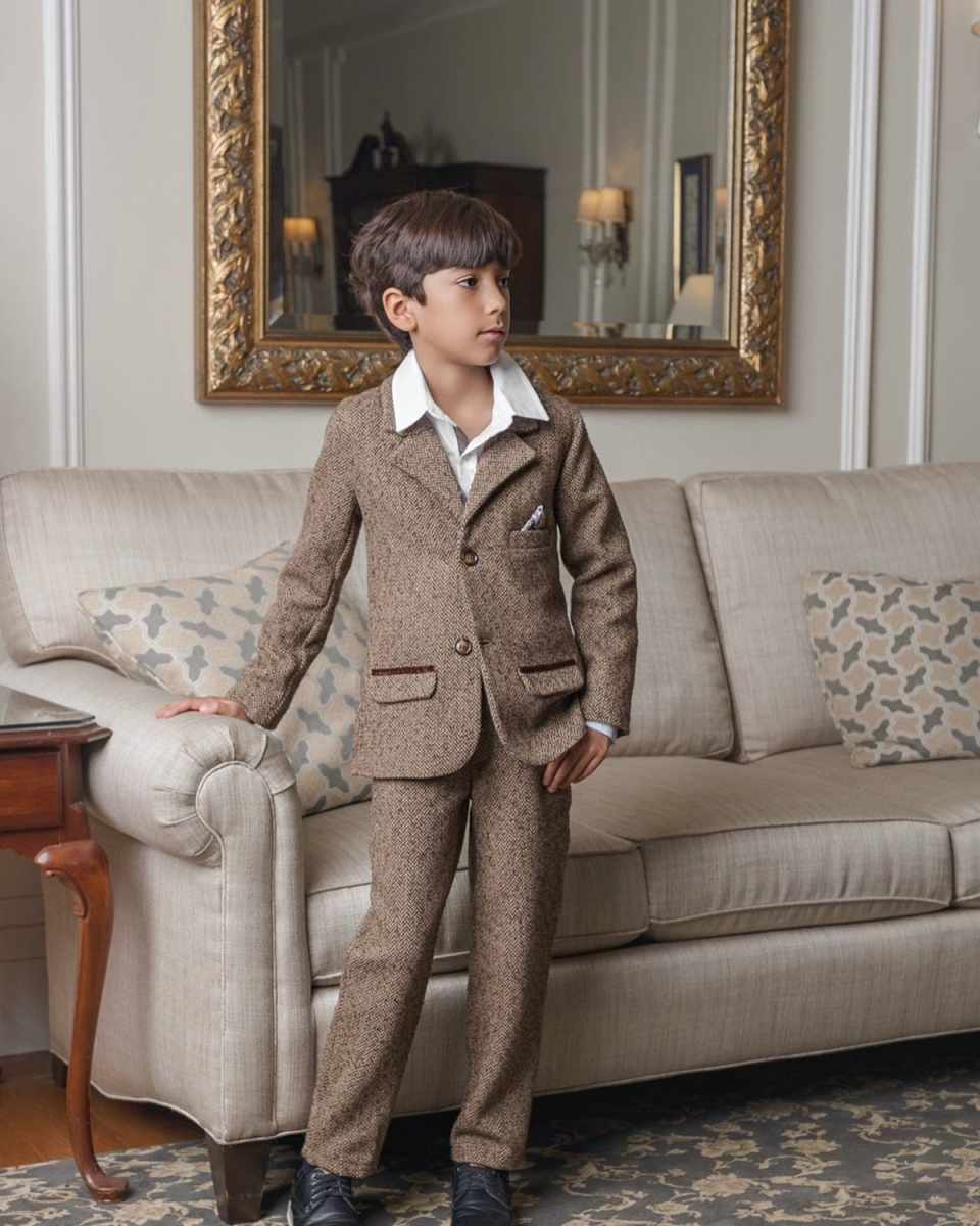 Boy's Herringbone Tweed Jacket, Size 12M-8