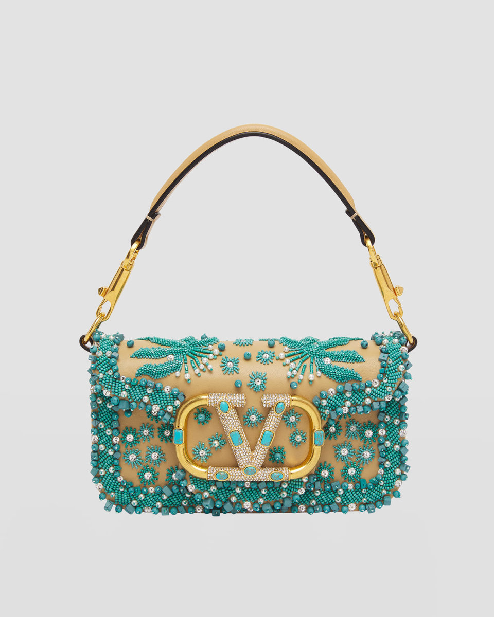 Loco Small Jewel Beaded Chain Shoulder Bag