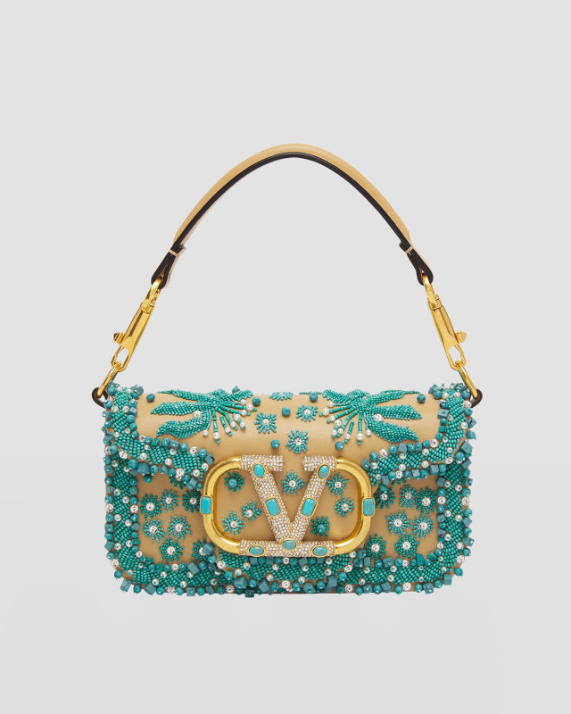 Loco Small Jewel Beaded Chain Shoulder Bag