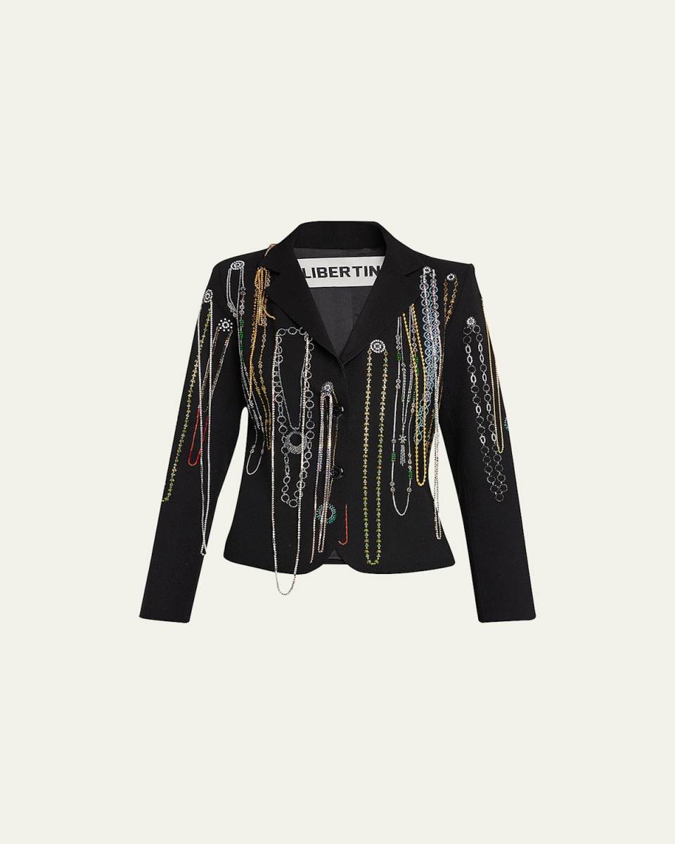 Necklace Gallery Clean Short Jacket w/ Crystal Embellishments