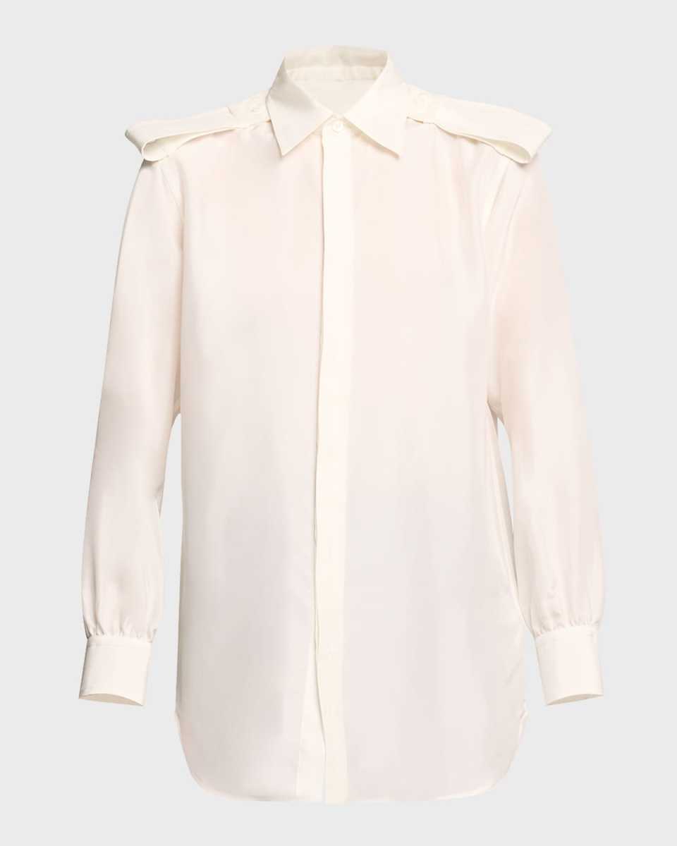 Button-Front Shirt with Belted Shoulders