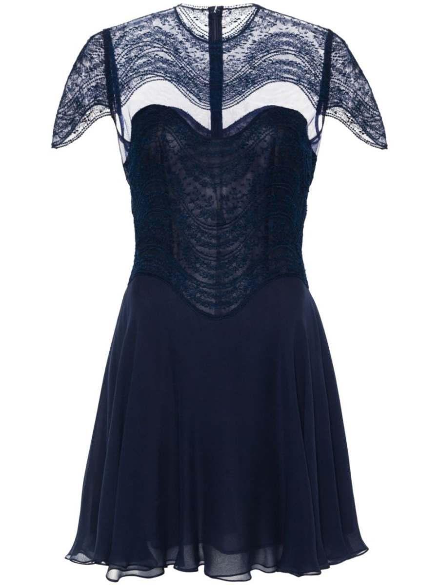 floral-lace silk mini dress
