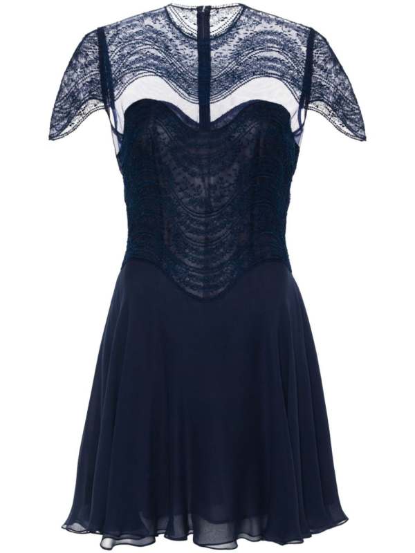 floral-lace silk mini dress