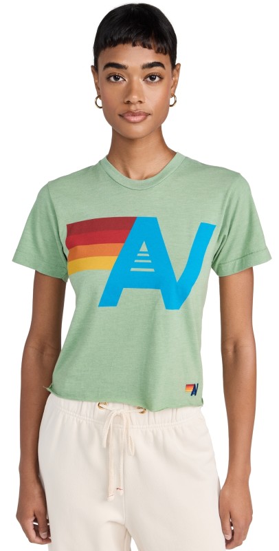 Aviator Nation Logo Boyfriend Tee Sage