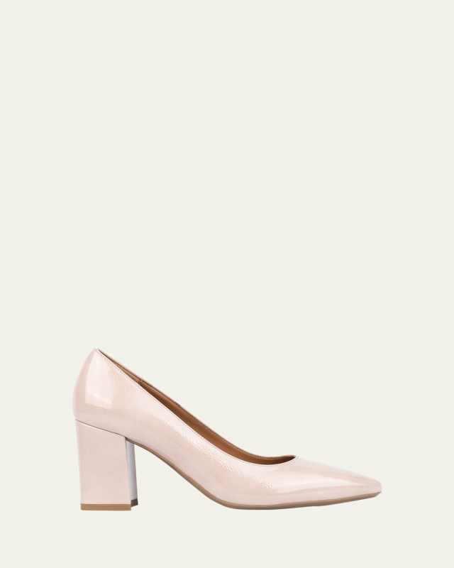 Peony Patent Leather Block-Heel Pumps