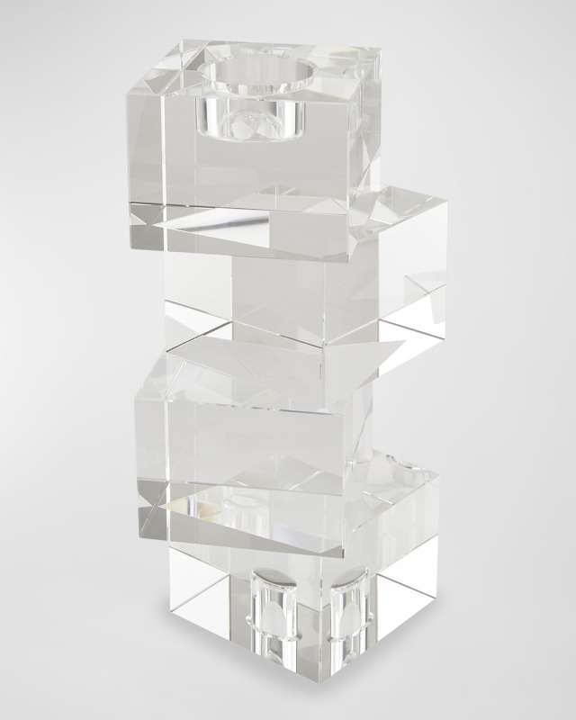 Clear Crystal Votive Or Tapered Candleholder "Cubes" Large