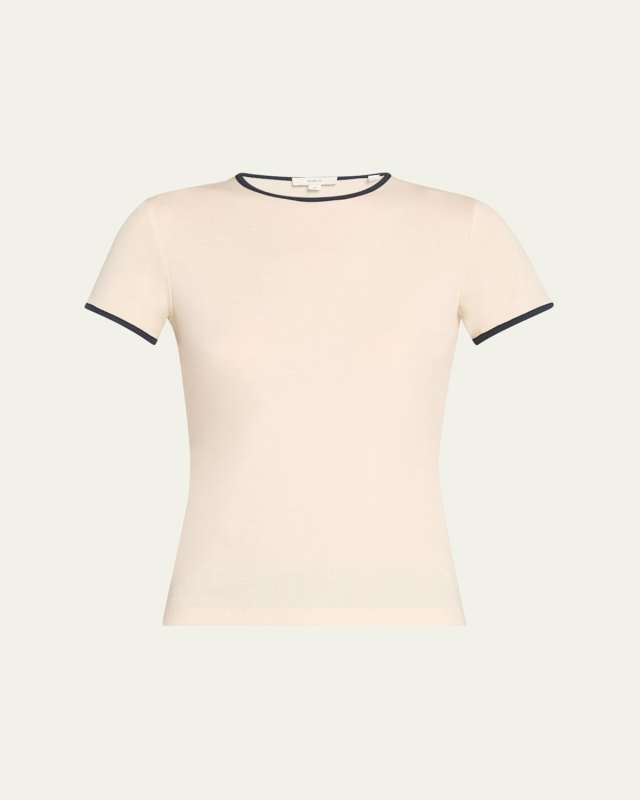 Tipped Pima Cotton Short-Sleeve Crewneck T-Shirt