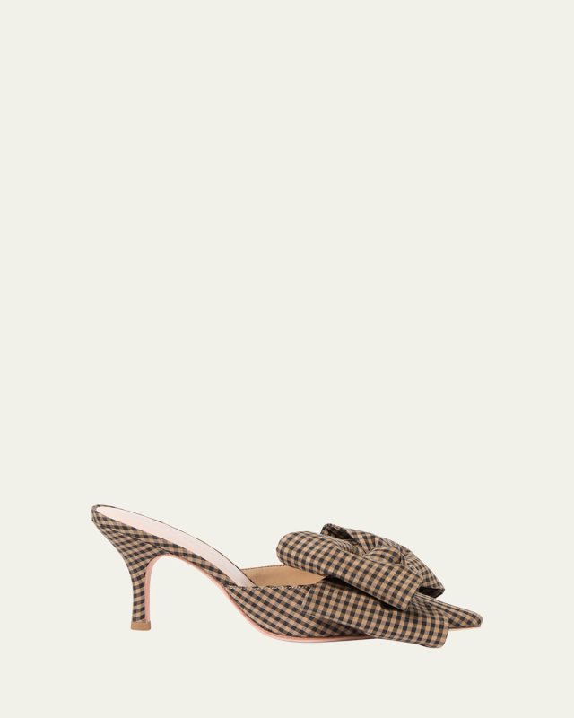 Margot Gingham Bow Mule Pumps